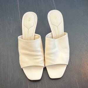 Zara Soft Leather Women's Cream Mules Heels